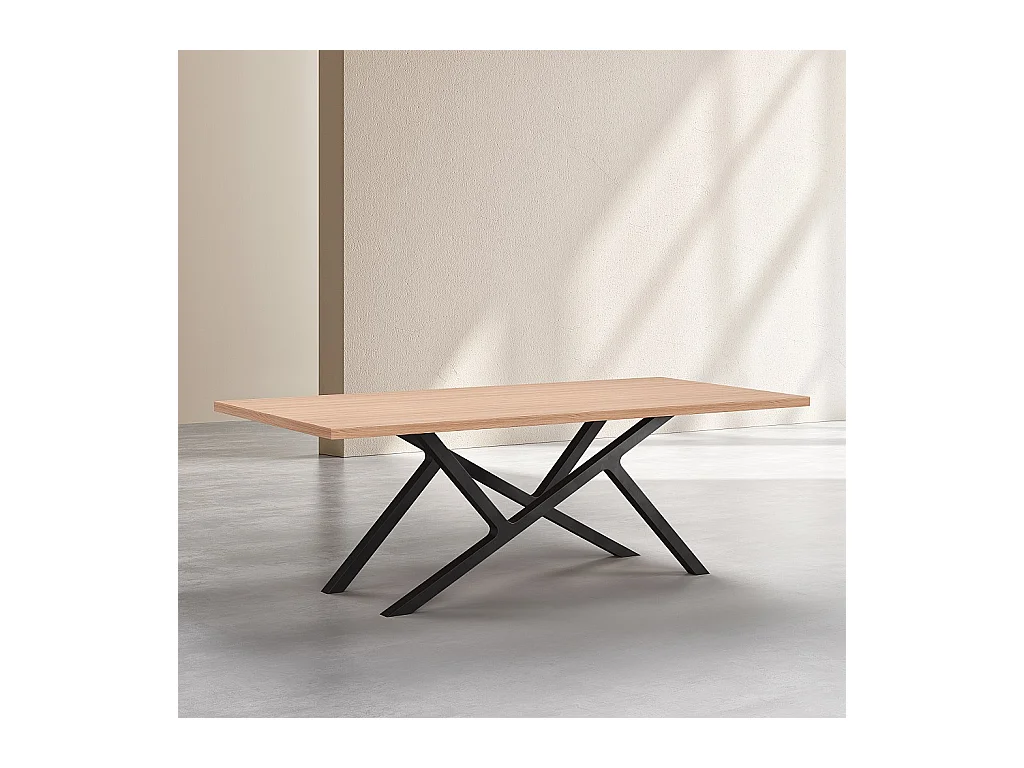 Habitat - Table rectangulaire en chêne et pieds en métal - Naturel - Uzana