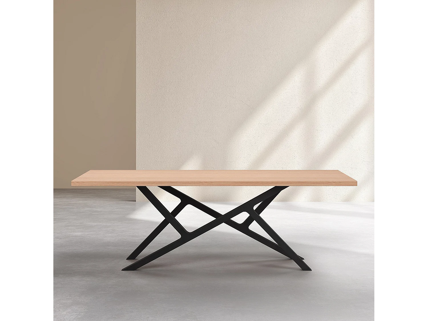 Habitat - Table rectangulaire en chêne et pieds en métal - Naturel - Uzana