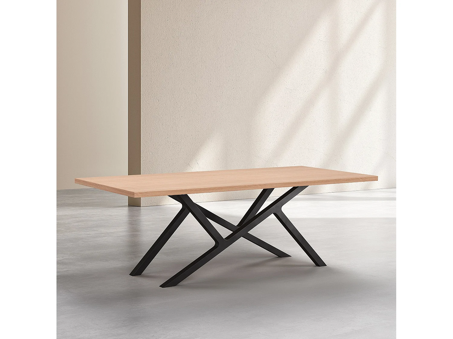 Habitat - Table rectangulaire en chêne et pieds en métal - Naturel - Uzana