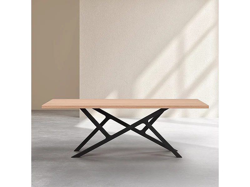 Habitat - Table rectangulaire en chêne et pieds en métal - Naturel - Uzana