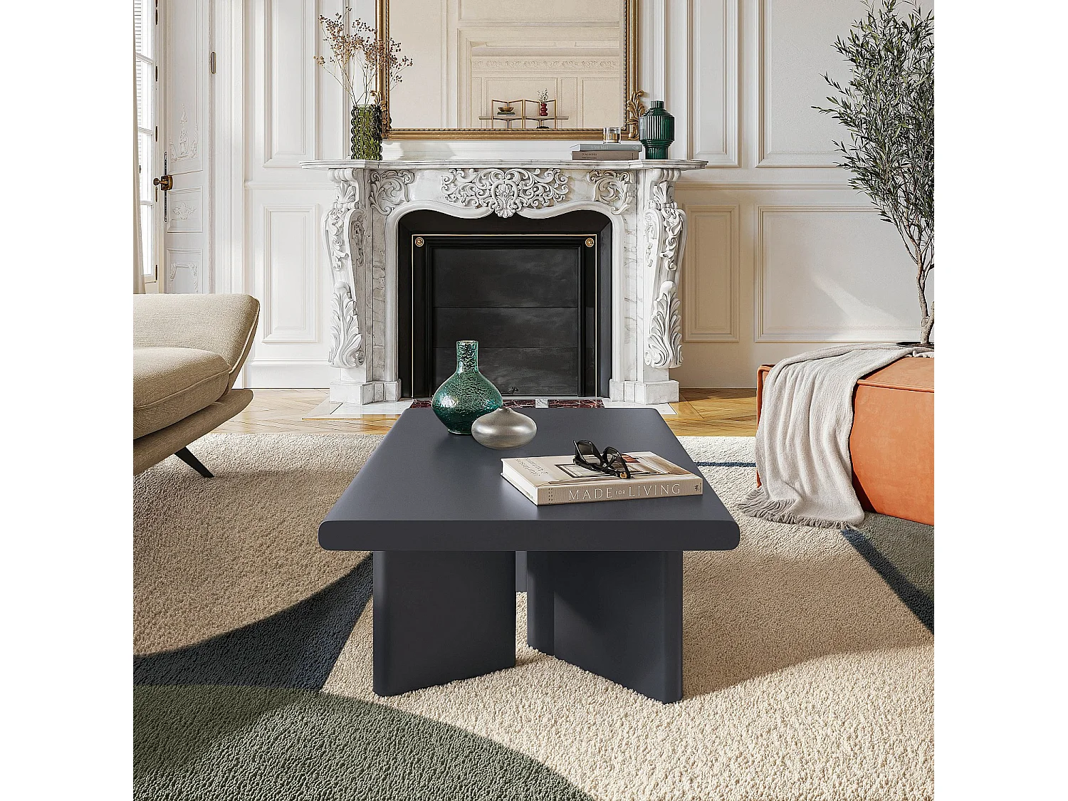 Habitat - Table basse rectangulaire finition mate - Gris anthracite - Vanda