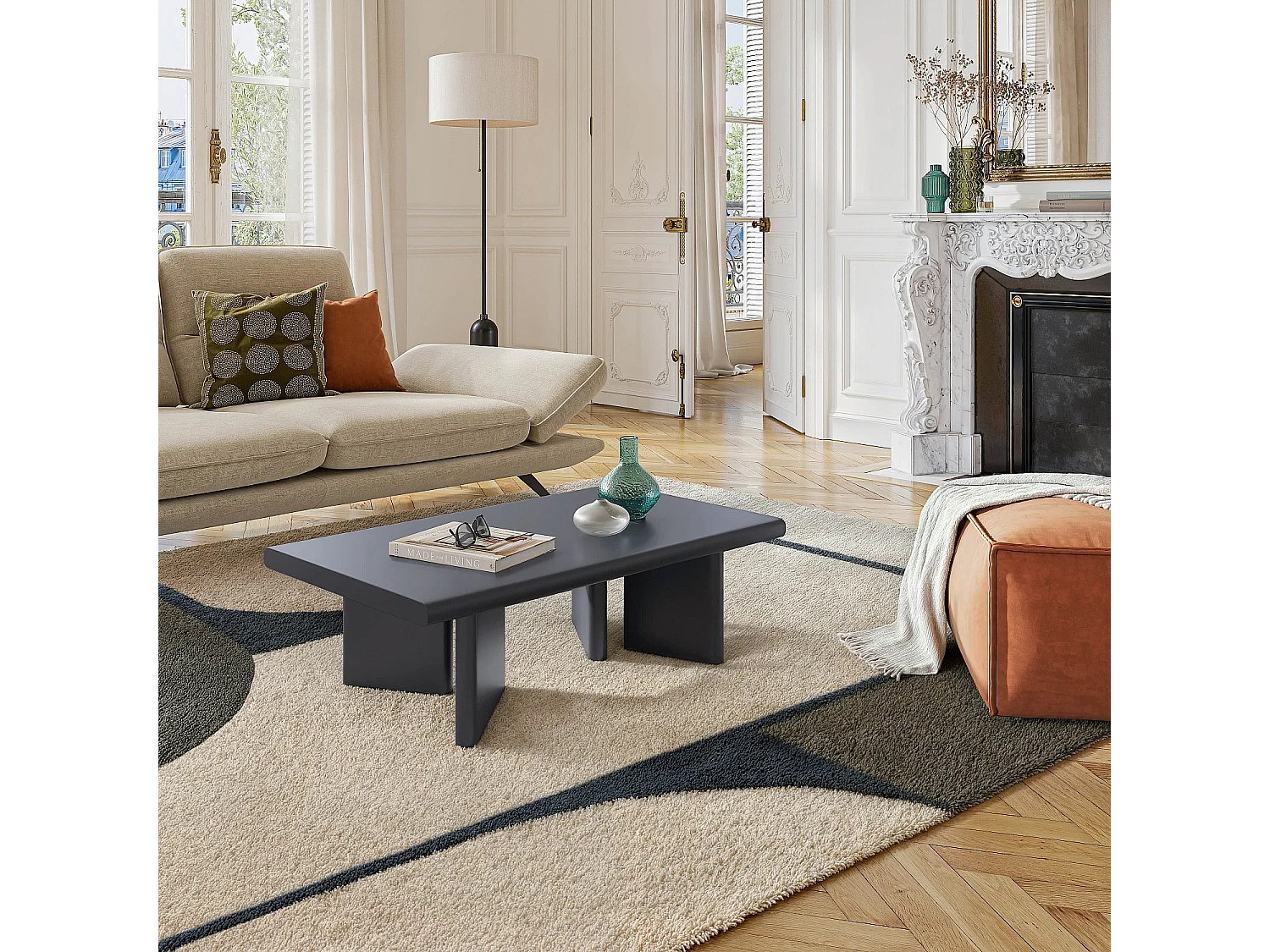 Habitat - Table basse rectangulaire finition mate - Gris anthracite - Vanda