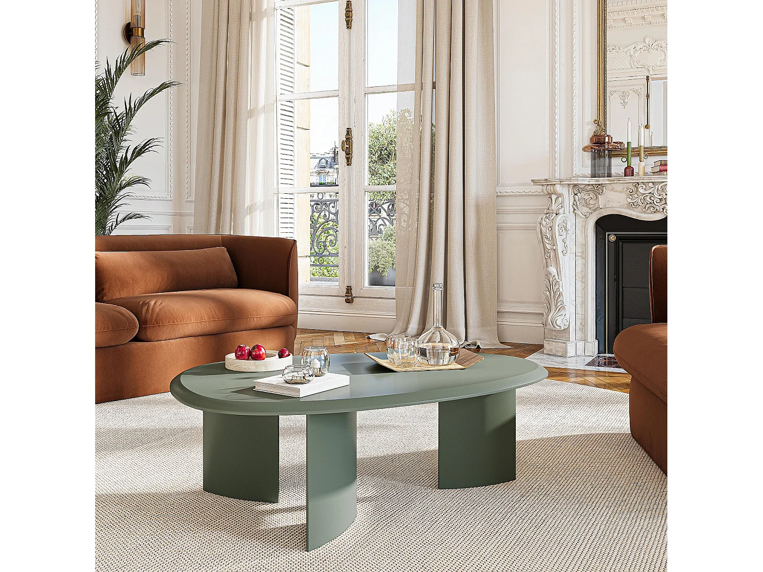 Habitat - Table basse organique finition mate - Vert argile - Amalia