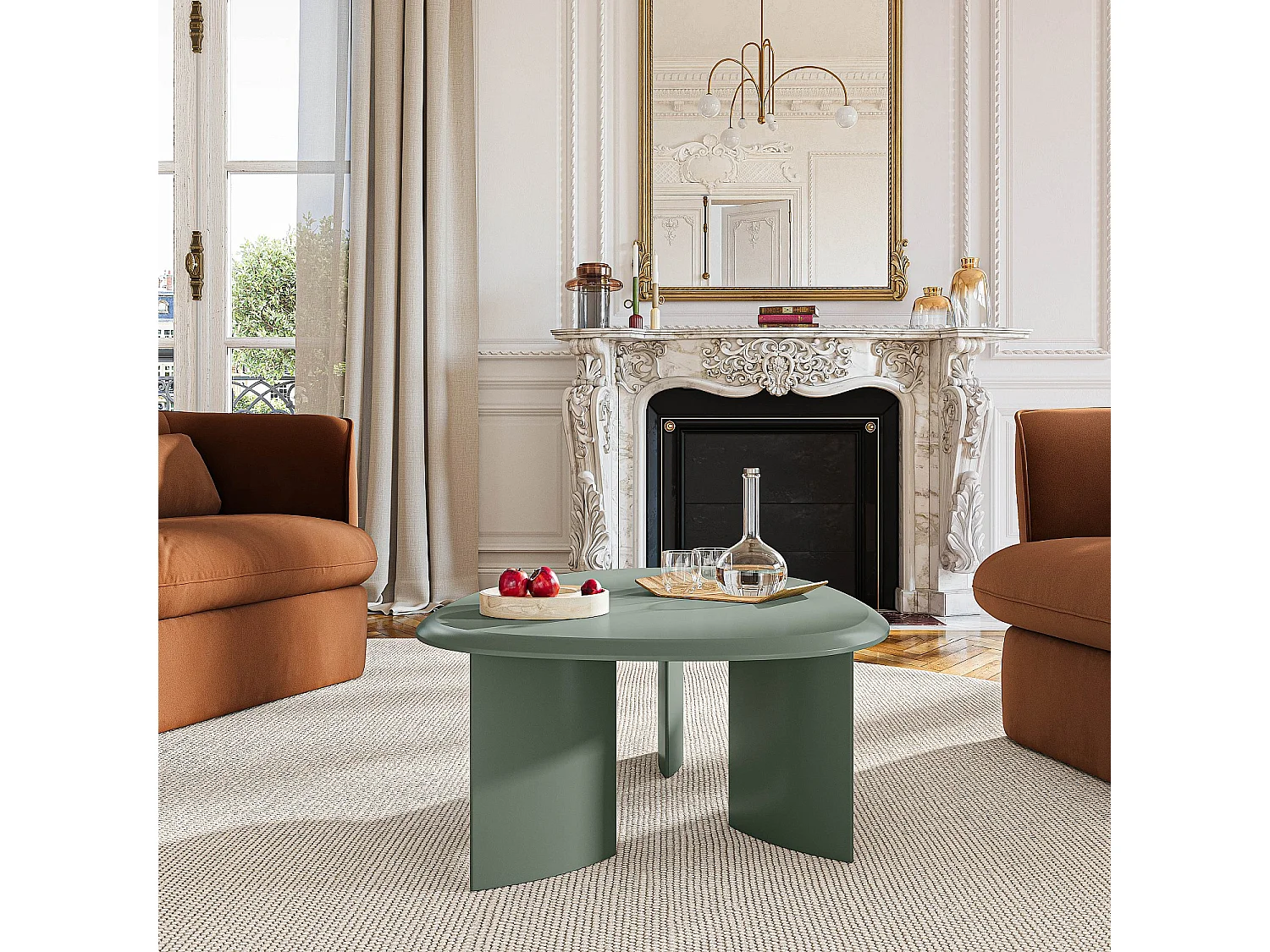 Habitat - Table basse organique finition mate - Vert argile - Amalia