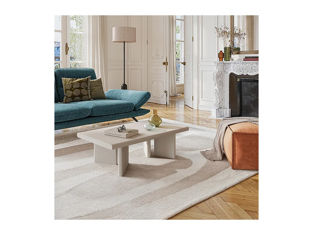 Habitat - Table basse rectangulaire finition mate - Crème - Vanda