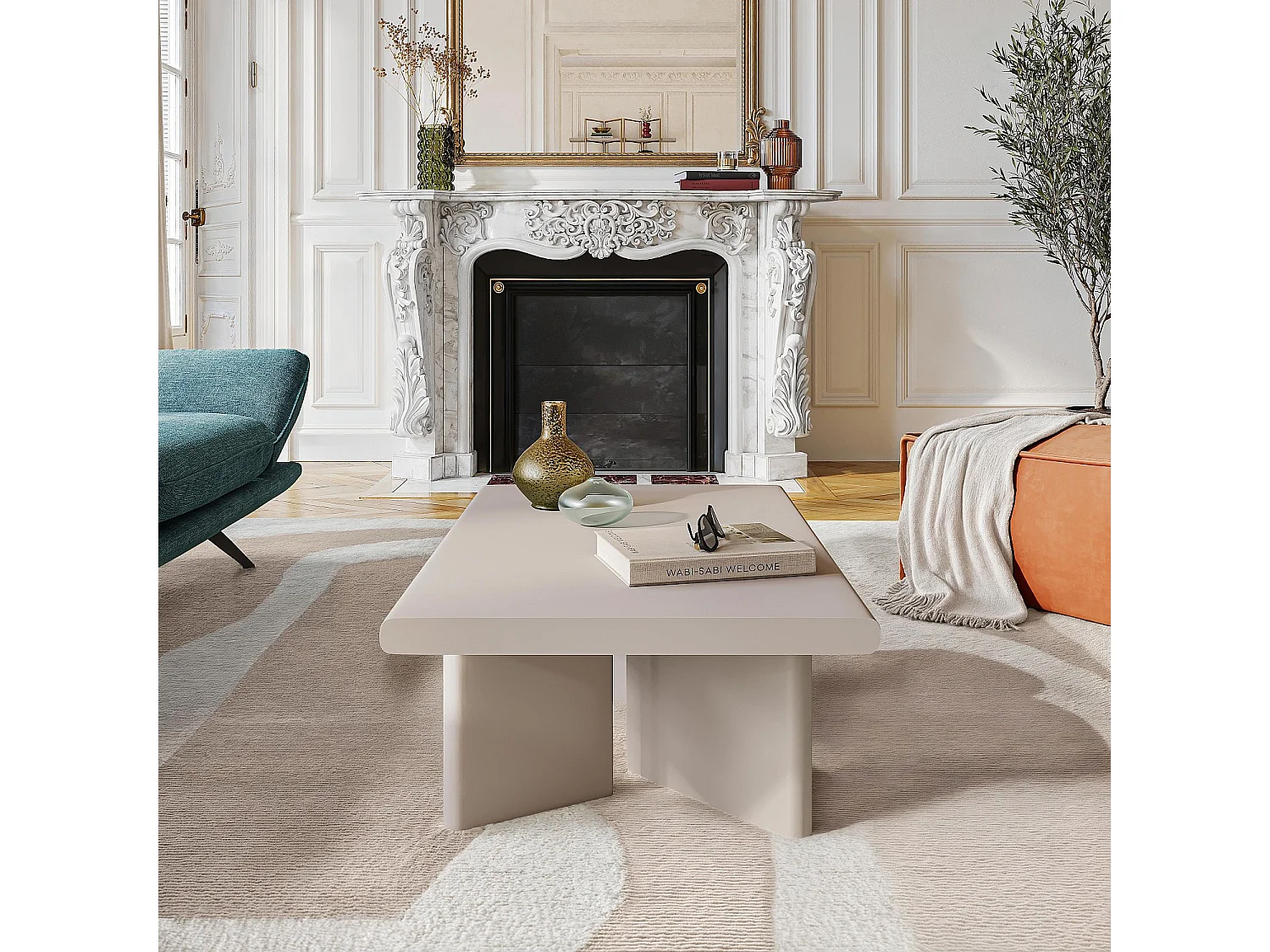 Habitat - Table basse rectangulaire finition mate - Crème - Vanda