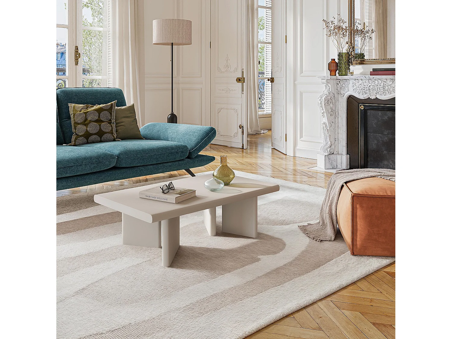 Habitat - Table basse rectangulaire finition mate - Crème - Vanda