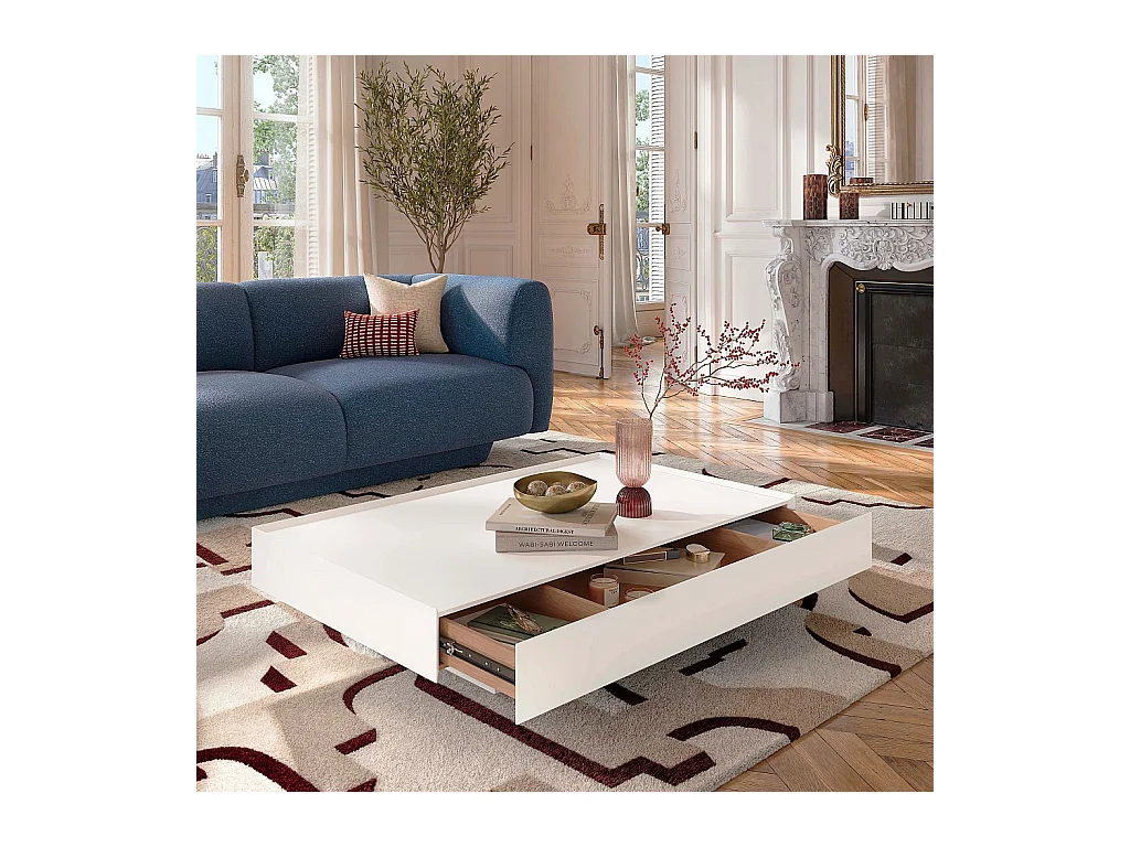 Habitat - Table basse avec tiroir coulissant - Blanc polaire - Corato