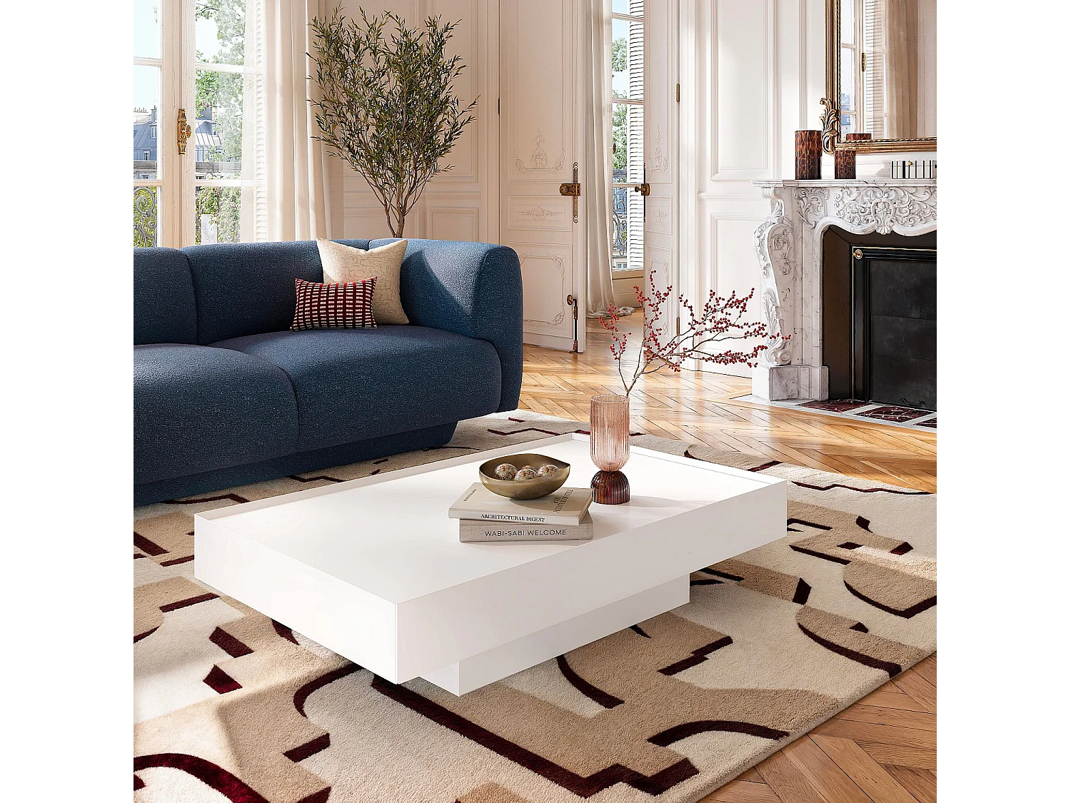 Table basse avec tiroir coulissant - Blanc polaire