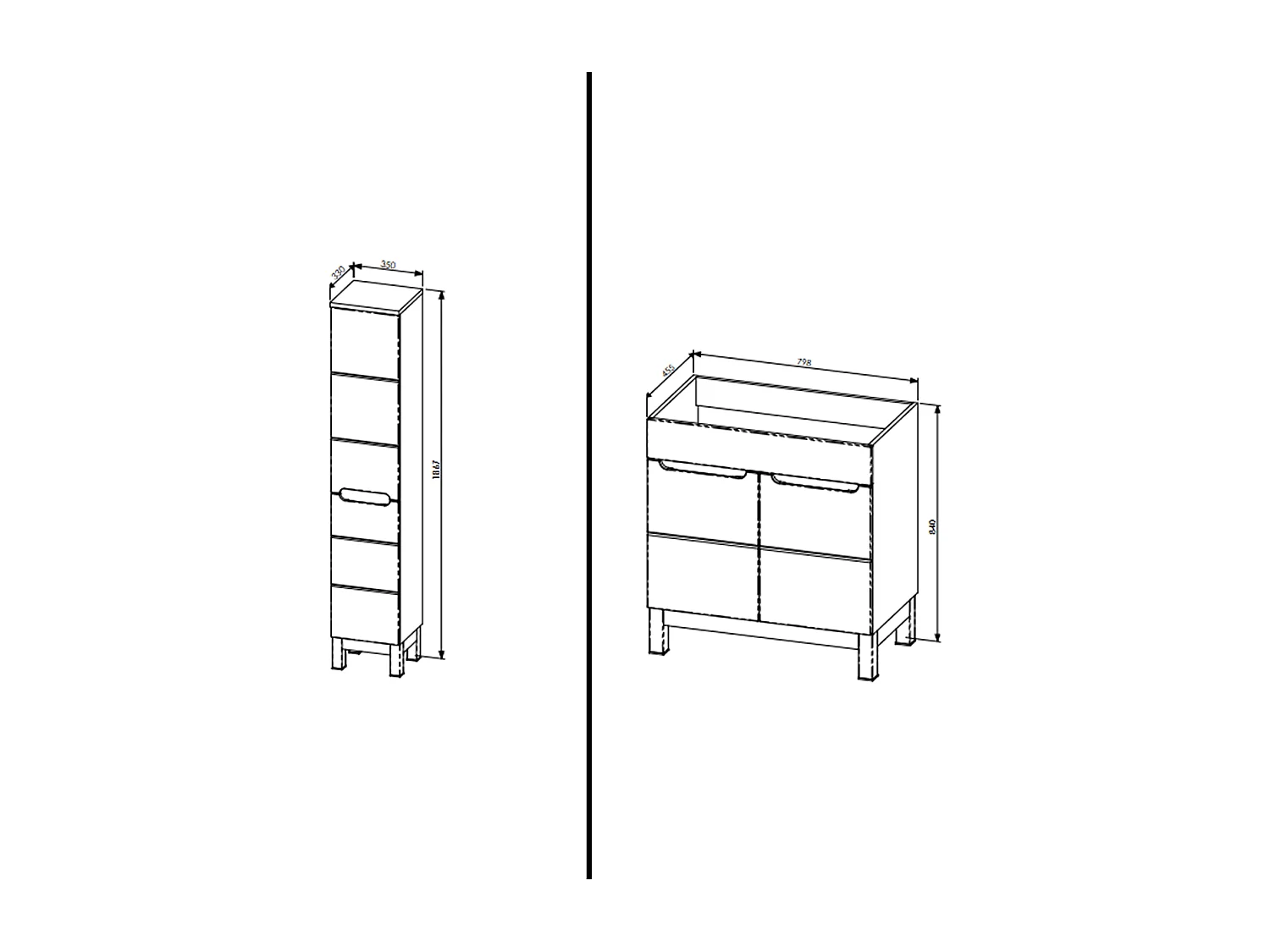 Ensemble meuble de salle de bain - 80 cm - avec vasque à encastrer - avec colonne - BALI WHITE