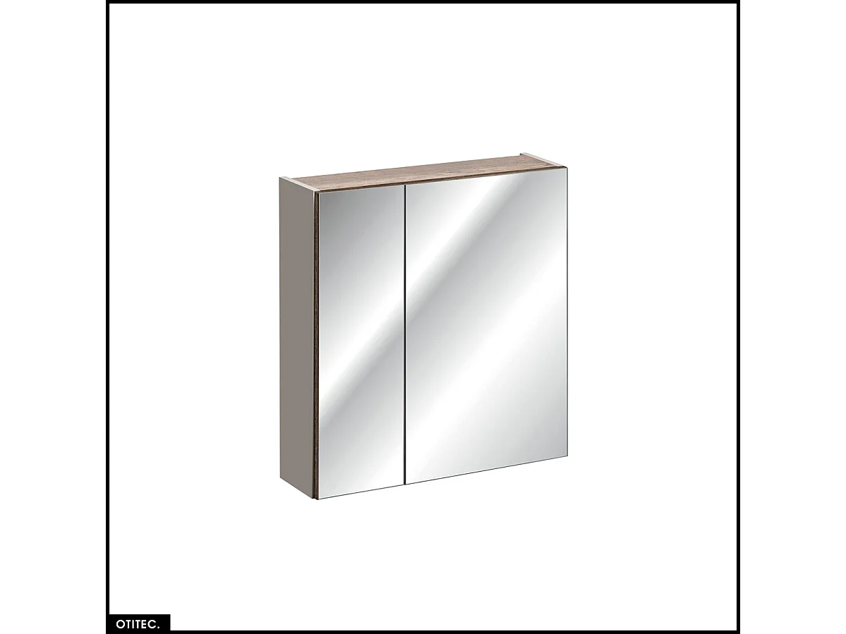 Set de meubles de salle de bain - 80 cm - avec Vasque à poser et Plan - Colonne - Meuble Miroir LED - BOLD TAUPE
