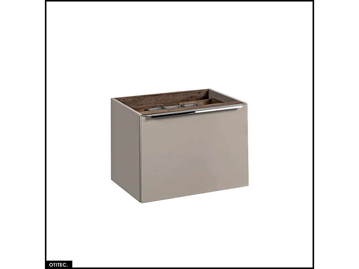 Set de meubles de salle de bain - 80 cm - avec Vasque à poser et Plan - Colonne - Meuble Miroir LED - BOLD TAUPE