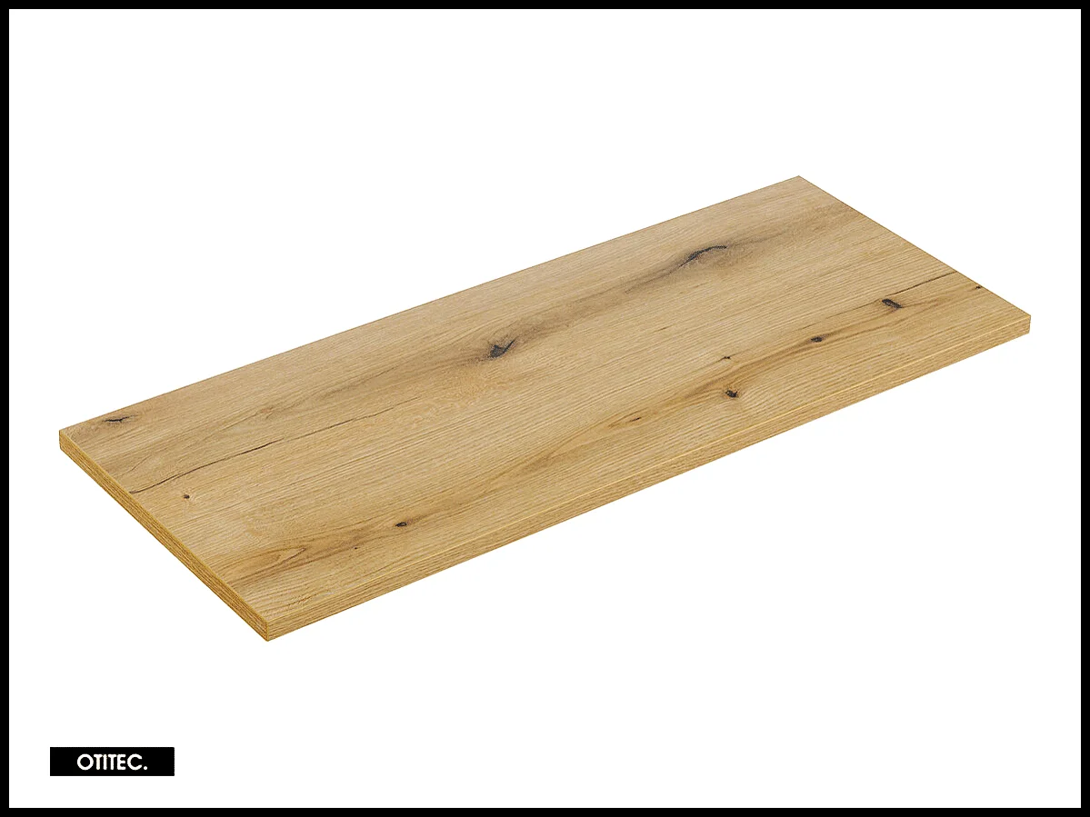 Ensemble de meuble de salle de bain - 120 cm - Oak - avec vasque à poser - avec plan - avec colonne - 4 portes - VOLTA Oak