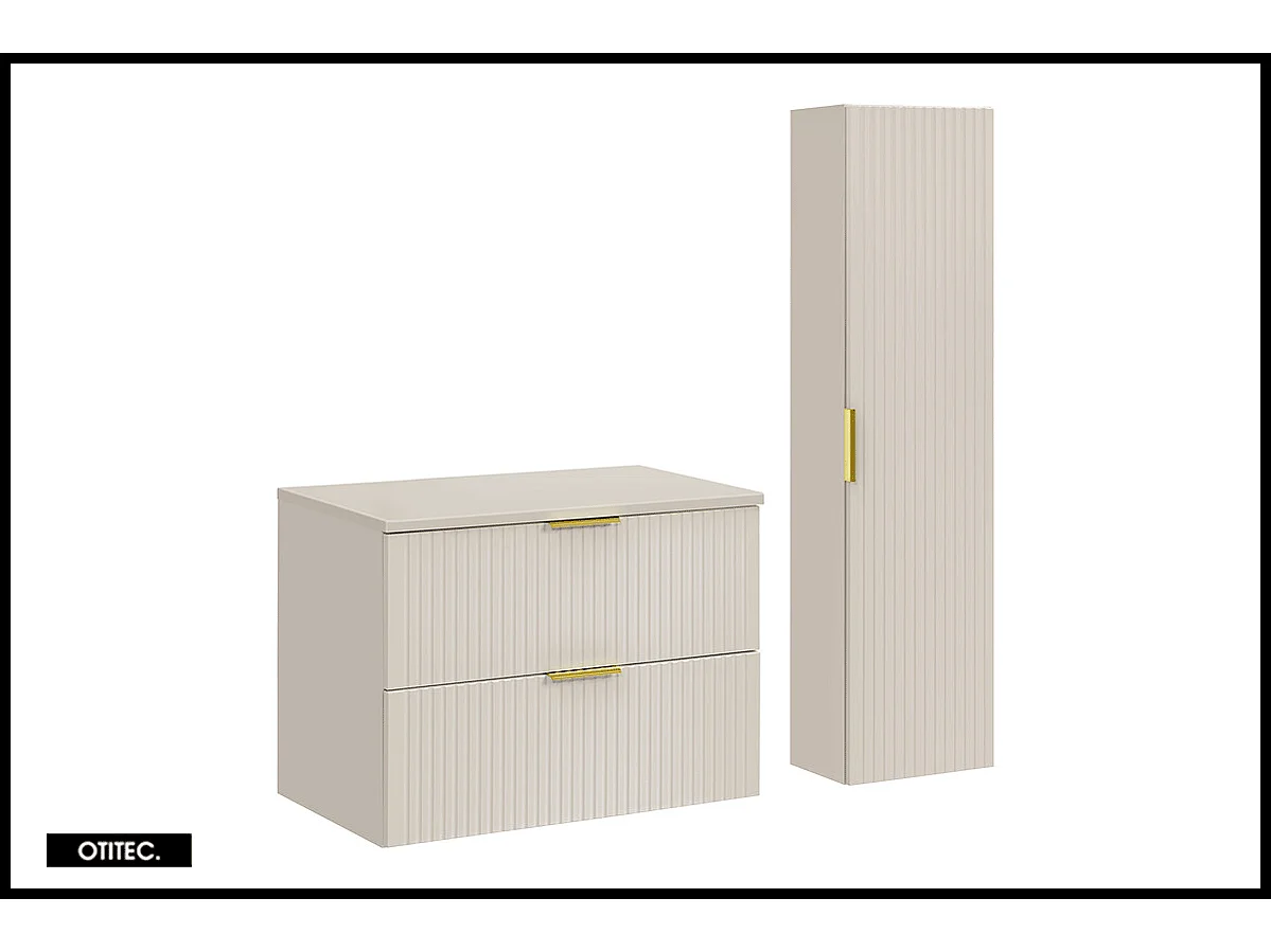 Ensemble meuble de salle de bain de 80 cm - avec plan - avec colonne - LIVA CASHMERE