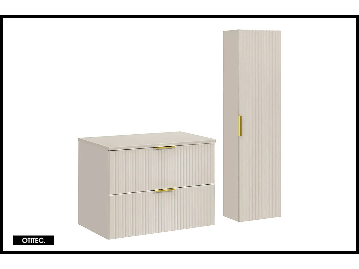 Ensemble meuble de salle de bain de 80 cm - avec plan - avec colonne - LIVA CASHMERE