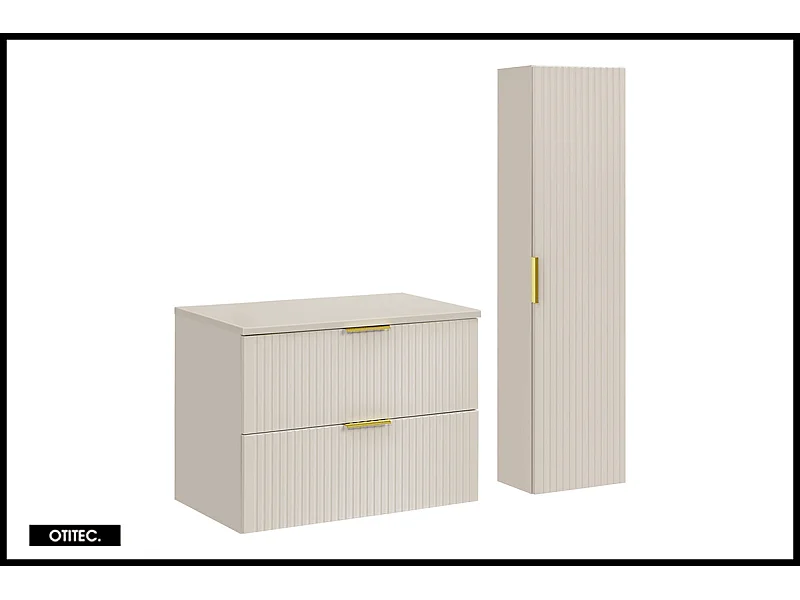 Ensemble meuble de salle de bain de 80 cm - avec plan - avec colonne - LIVA CASHMERE