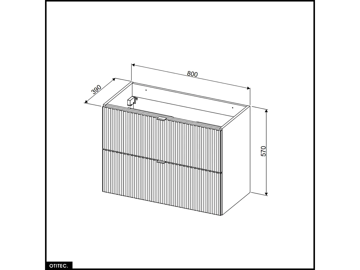 Meuble sous vasque - 80 cm - avec Plan - Vasque à poser - Colonne - Cube - ROSEAU