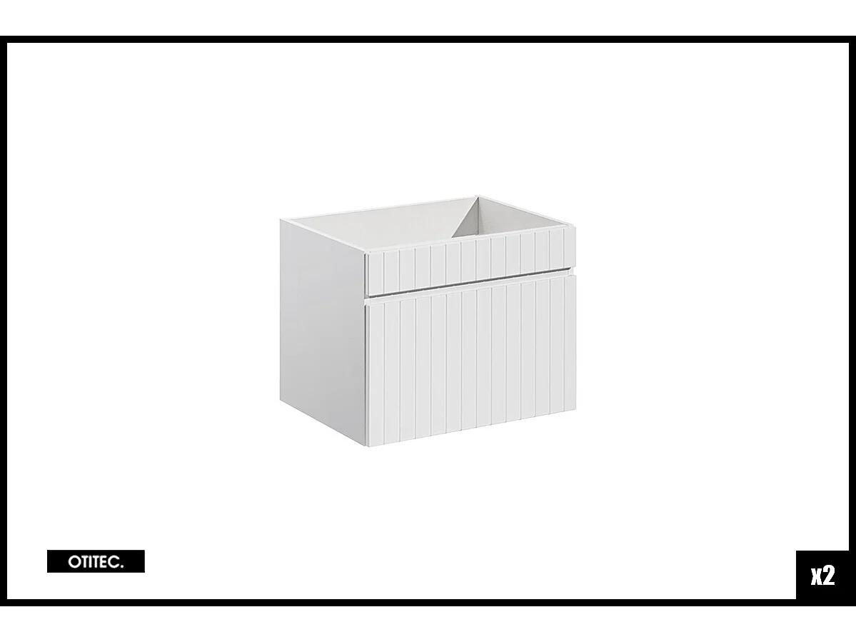 Ensemble de meuble de salle de bain - 140 cm - avec 2 vasques à poser - avec plan - avec colonne et Miroirs - 2 tiroirs - MINO