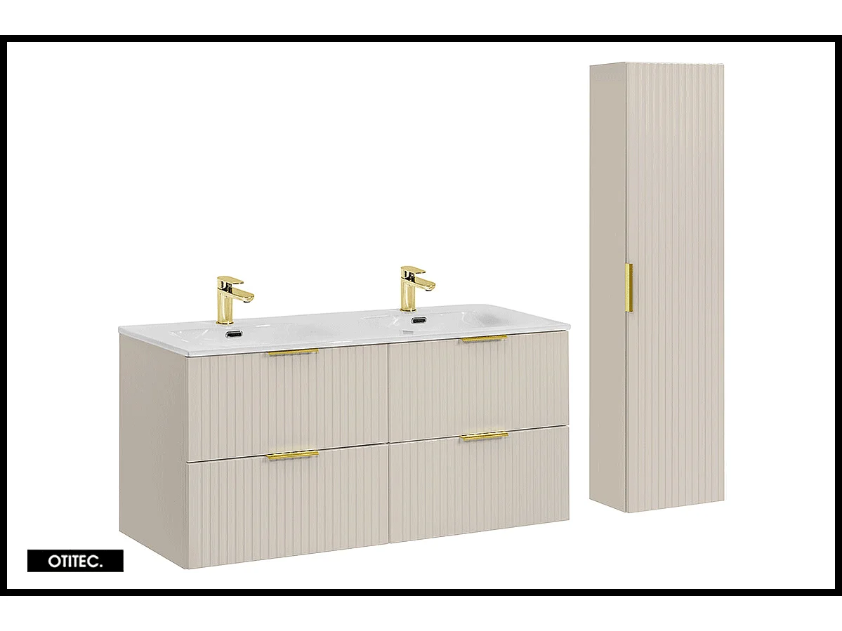 Ensemble meuble de salle de bain de 120 cm - avec vasque - avec colonne - ASTRA