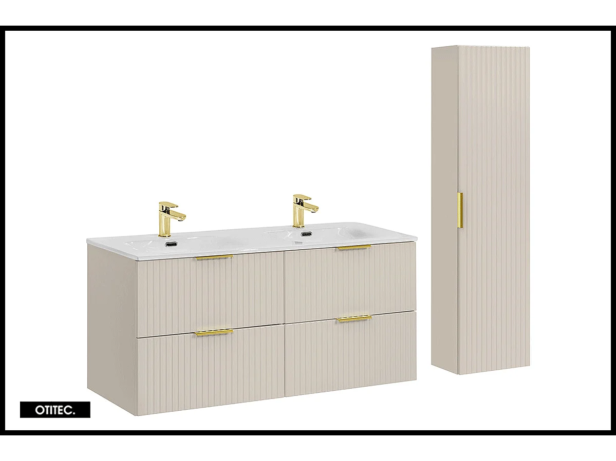 Ensemble meuble de salle de bain de 120 cm - avec vasque - avec colonne - ASTRA