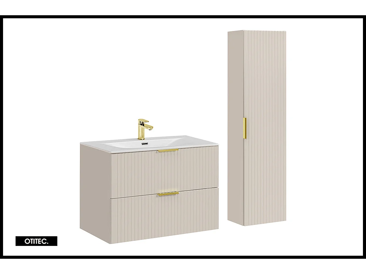 Ensemble meuble de salle de bain  - 80 cm - avec vasque - avec colonne - LIVA CASHMERE