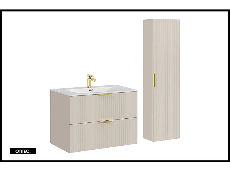 Ensemble meuble de salle de bain  - 80 cm - avec vasque - avec colonne - LIVA CASHMERE