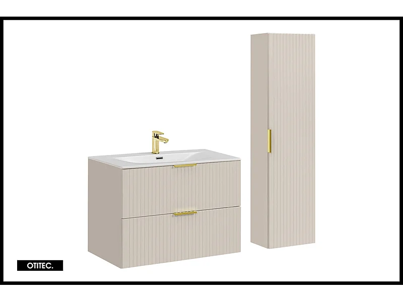 Ensemble meuble de salle de bain  - 80 cm - avec vasque - avec colonne - LIVA CASHMERE