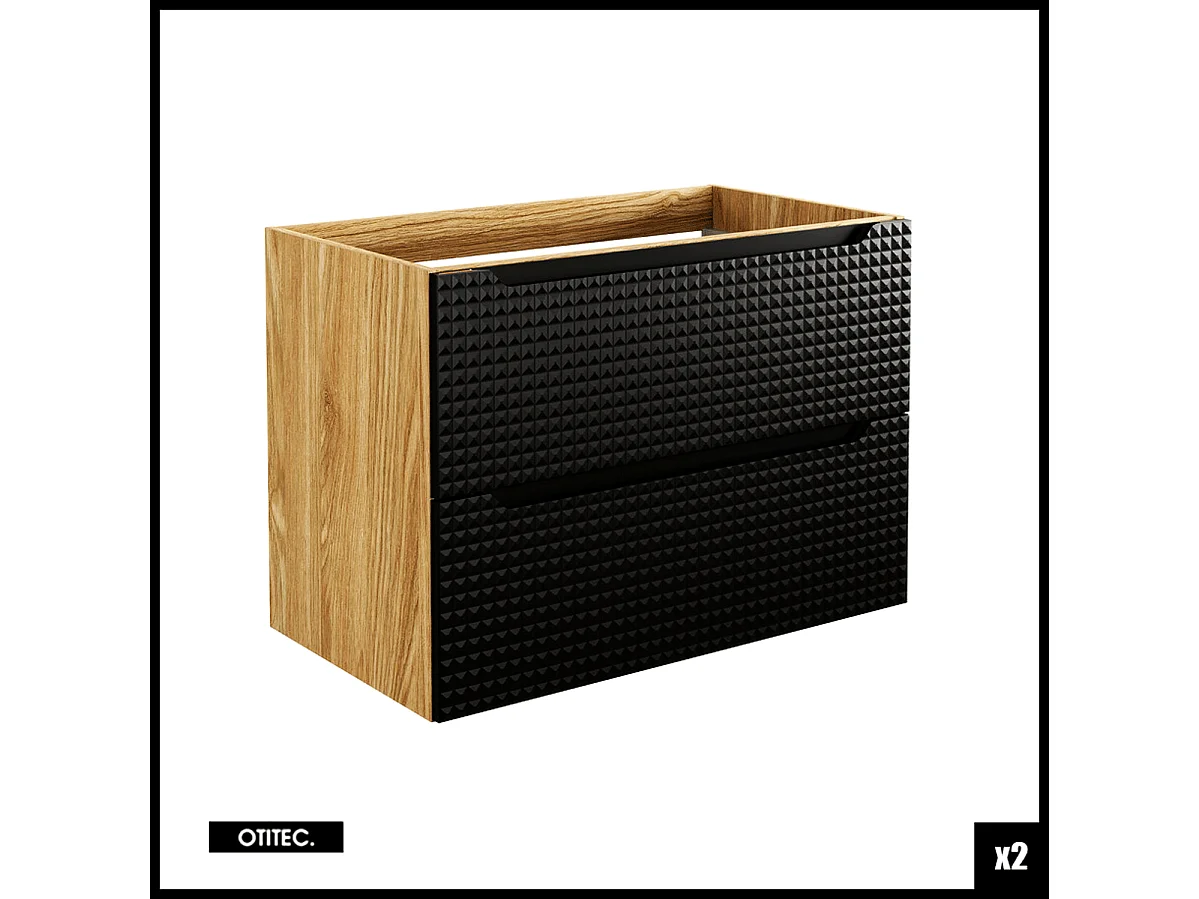 Ensemble de meuble de salle de bain - 160 cm - avec 2 vasque à poser - avec plan - avec colonne - 4 tiroirs - SETTA