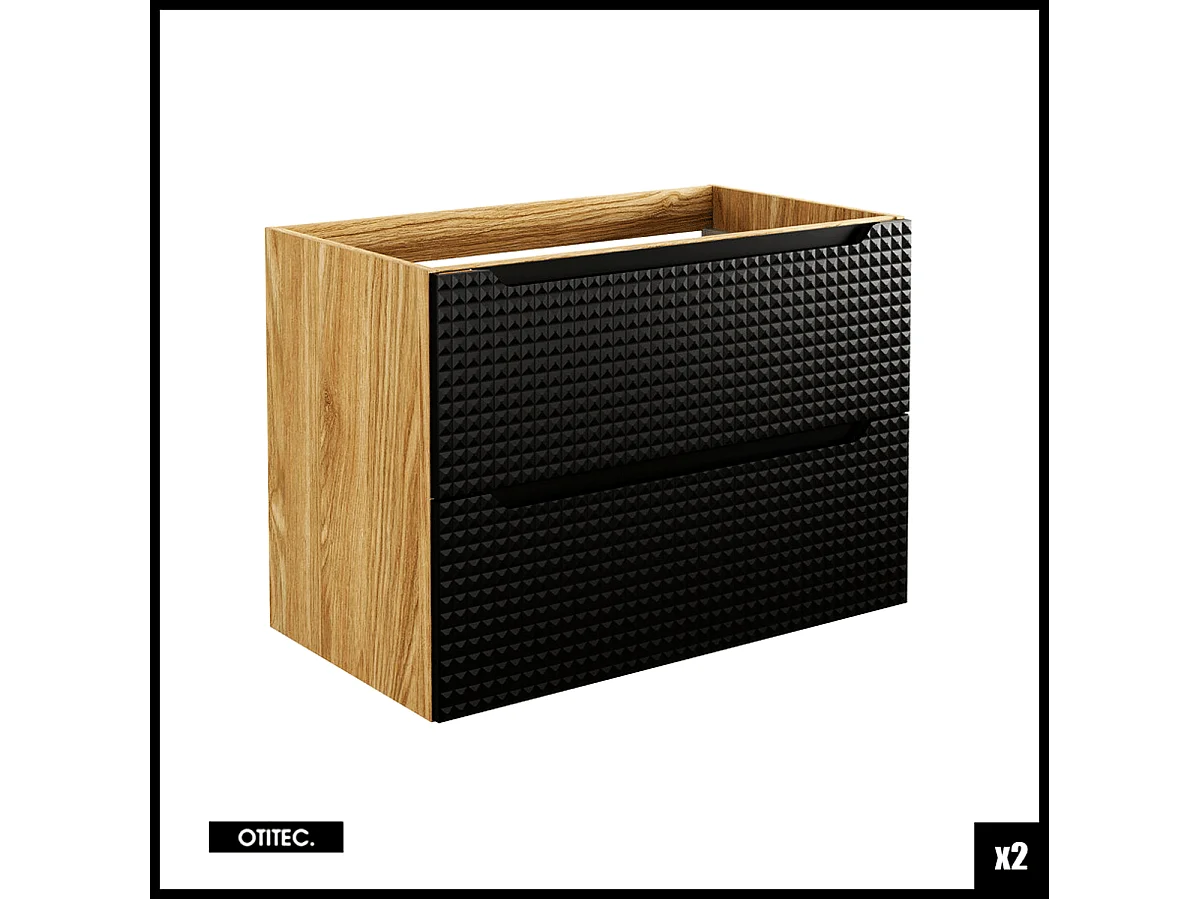 Ensemble de meuble de salle de bain - 160 cm - avec 2 vasque à poser - avec plan - avec colonne - 4 tiroirs - SETTA