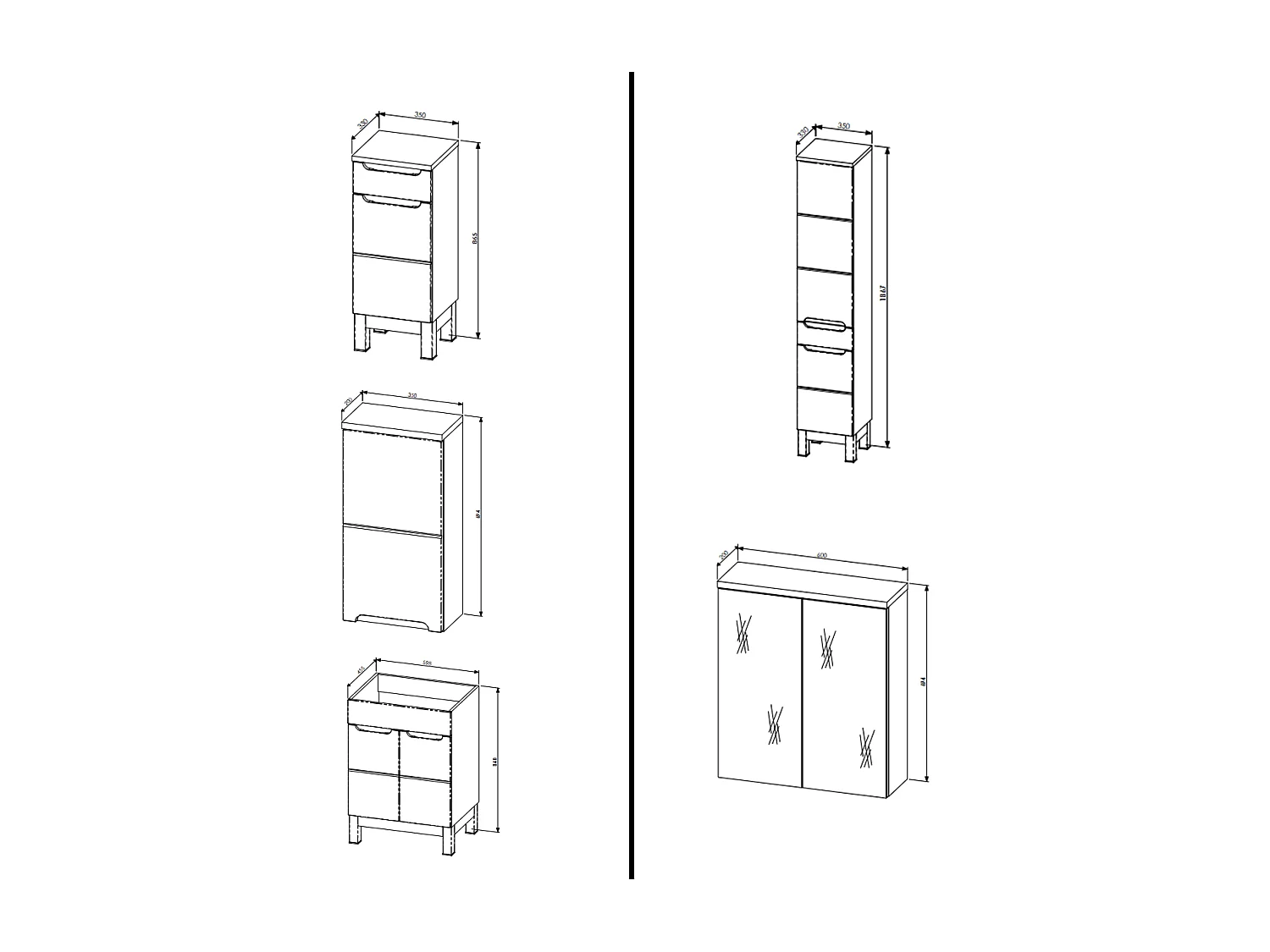 Ensemble meuble de salle de bain - 60 cm - avec vasque à encastrer - avec colonne - avec Armoire Miroir - BALI WHITE