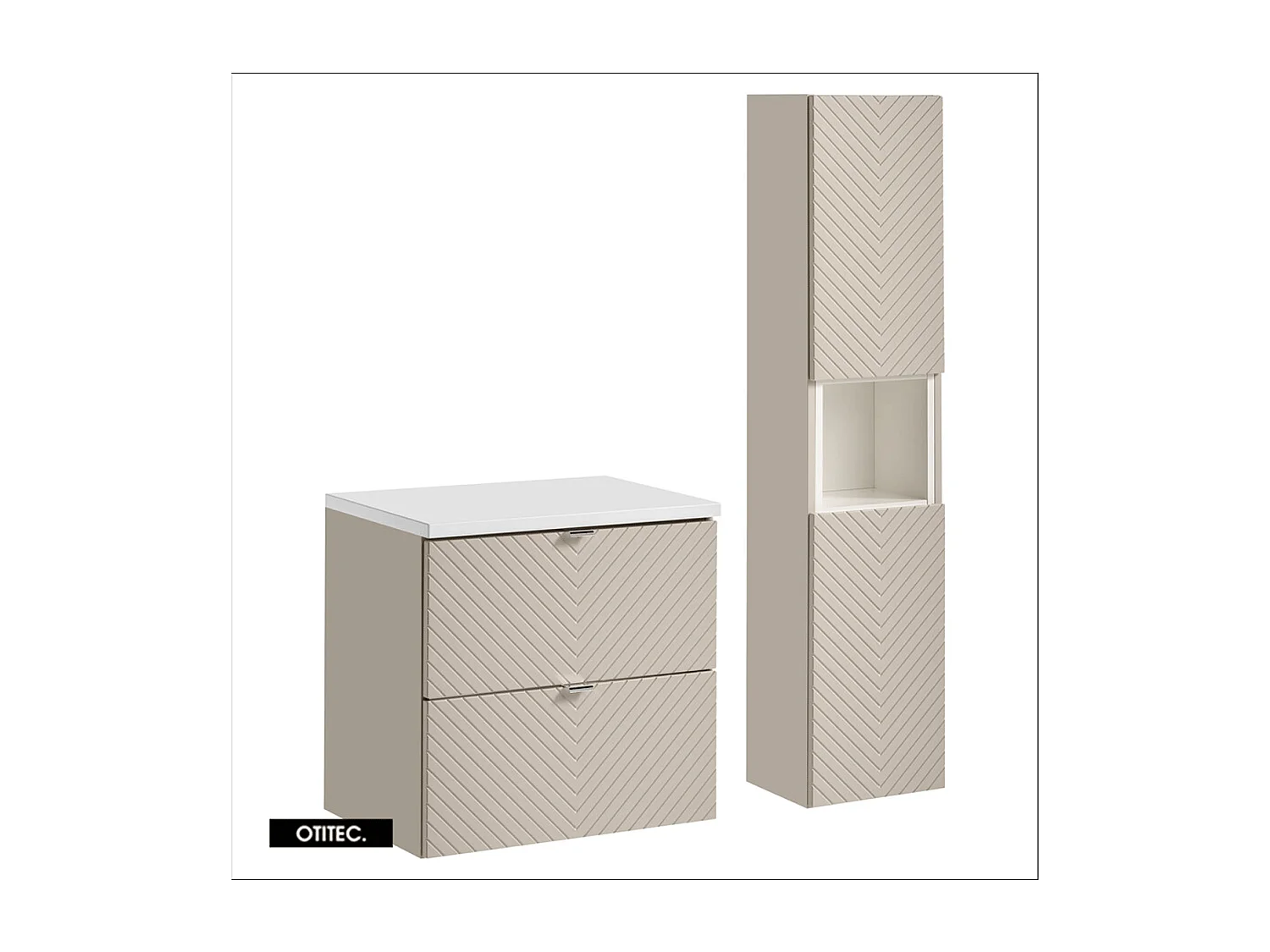 Ensemble meuble de salle de bain - 60 cm - avec plan - avec vasque à poser - avec colonne - 2 tiroirs - DANO