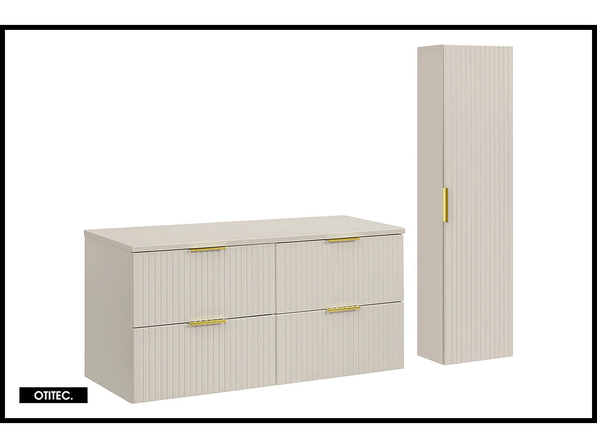 Ensemble meuble de salle de bain de 120 cm - avec plan - avec colonne - LIVA CASHMERE