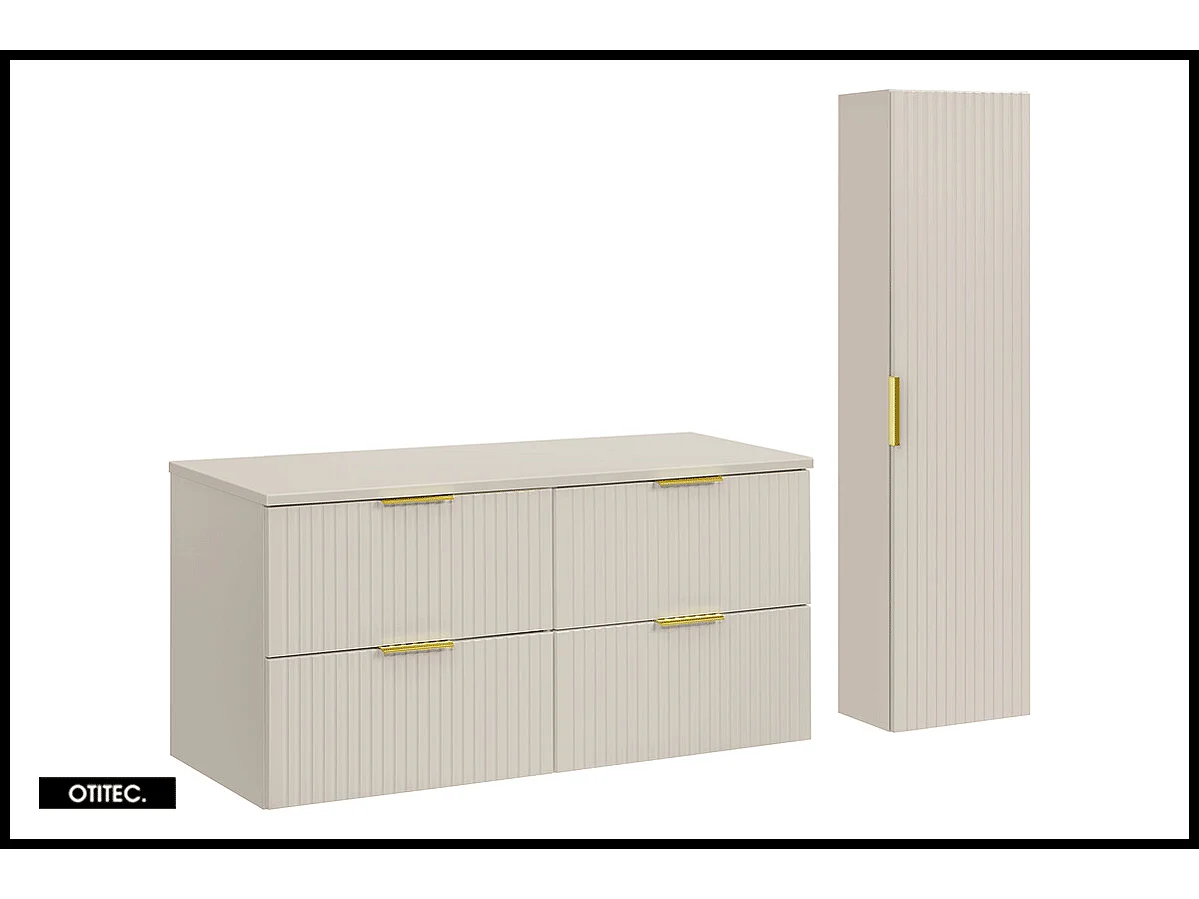 Ensemble meuble de salle de bain de 120 cm - avec plan - avec colonne - LIVA CASHMERE