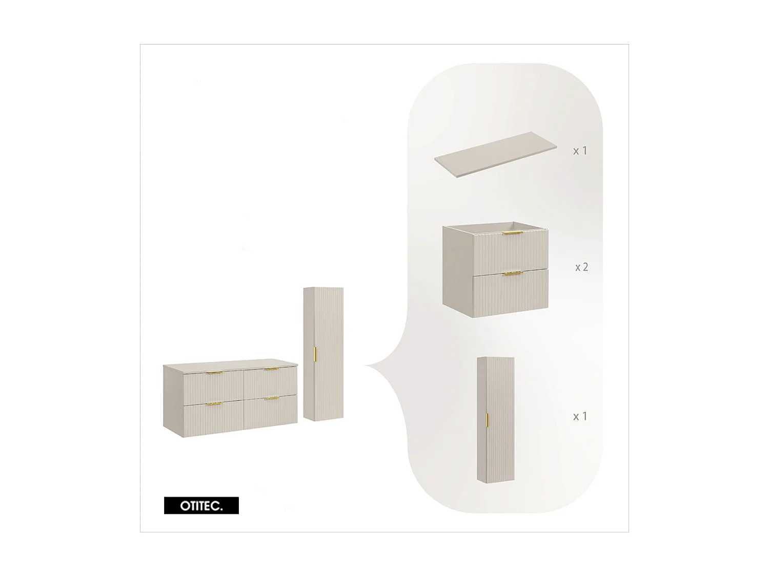 Ensemble meuble de salle de bain de 120 cm - avec plan - avec colonne - LIVA CASHMERE