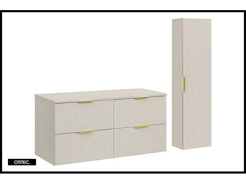 Ensemble meuble de salle de bain de 120 cm - avec plan - avec colonne - LIVA CASHMERE