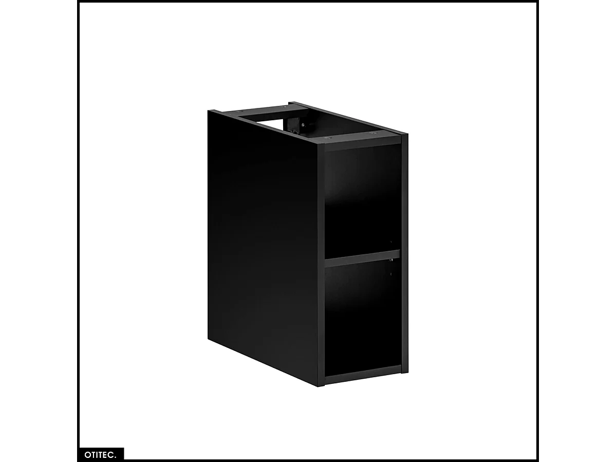 Set de meubles de salle de bain - 140 cm - avec 2 Vasques à poser et Plan - Colonne - 2 Miroirs LED - BOLD BLACK