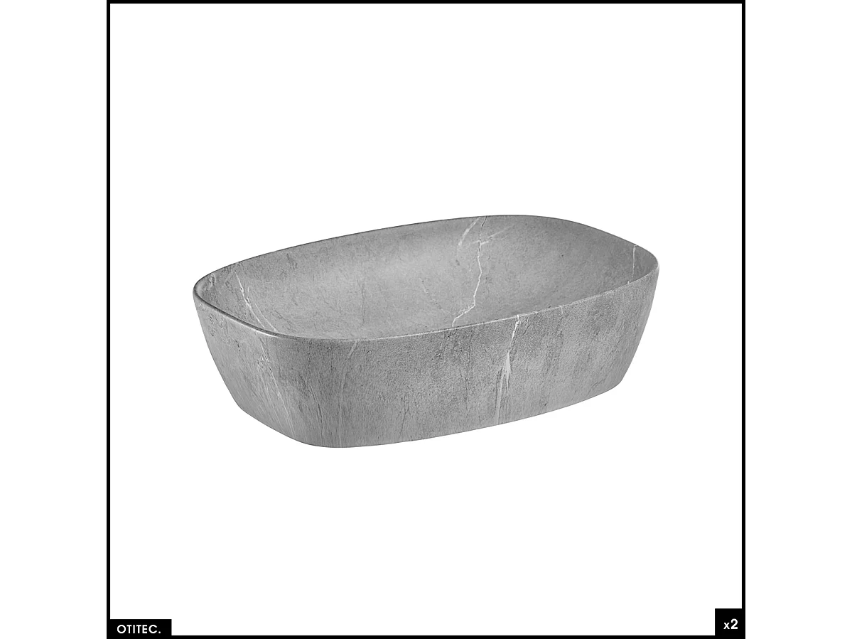 Set de meubles de salle de bain - 140 cm - avec 2 Vasques à poser et Plan - Colonne - 2 Miroirs LED - BOLD BLACK