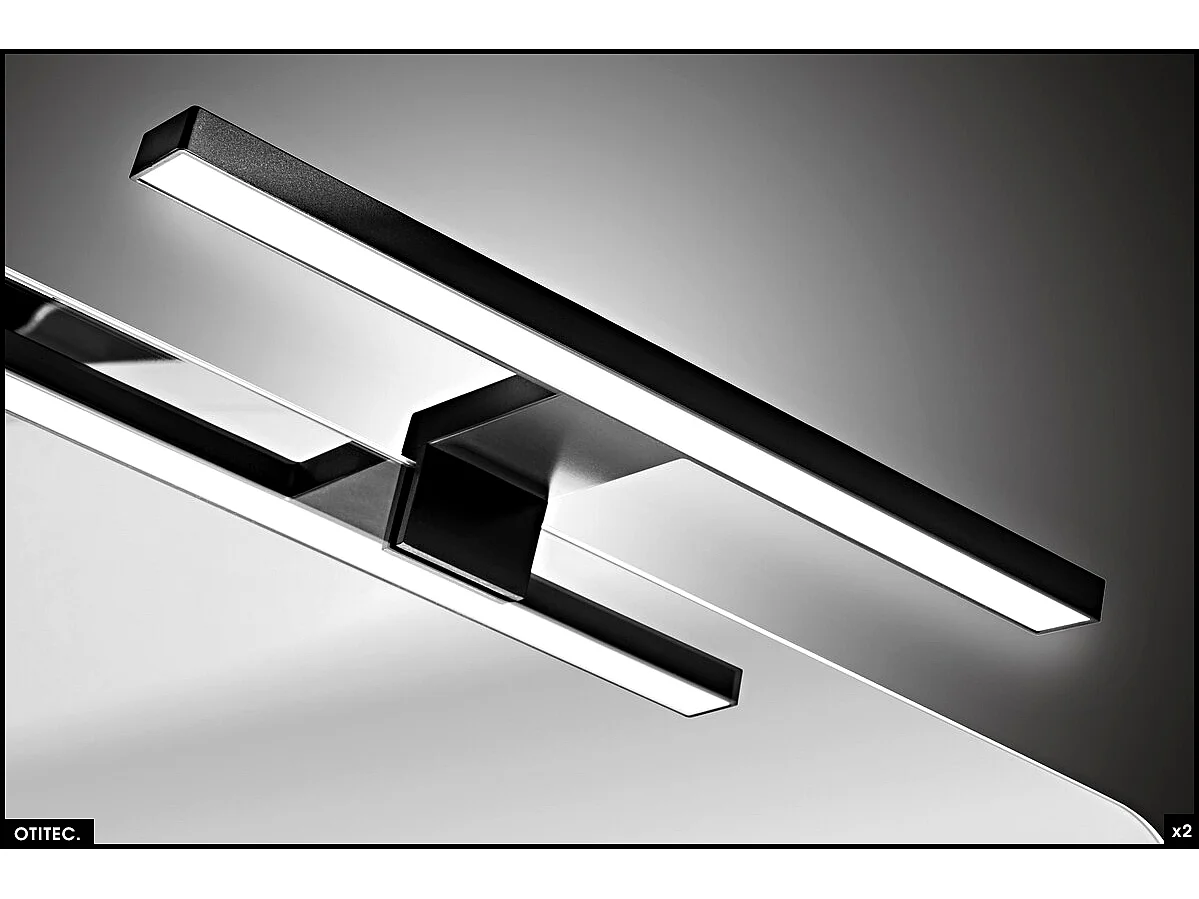 Set de meubles de salle de bain - 140 cm - avec 2 Vasques à poser et Plan - Colonne - 2 Miroirs LED - BOLD BLACK