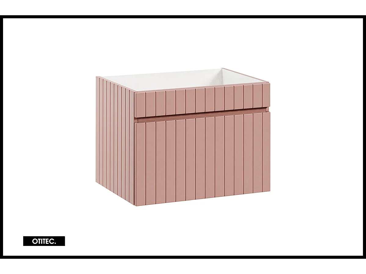 Ensemble de meuble de salle de bain - 60 cm - avec vasque à poser - avec plan - avec colonne et Miroir - 1 tiroir - MINO