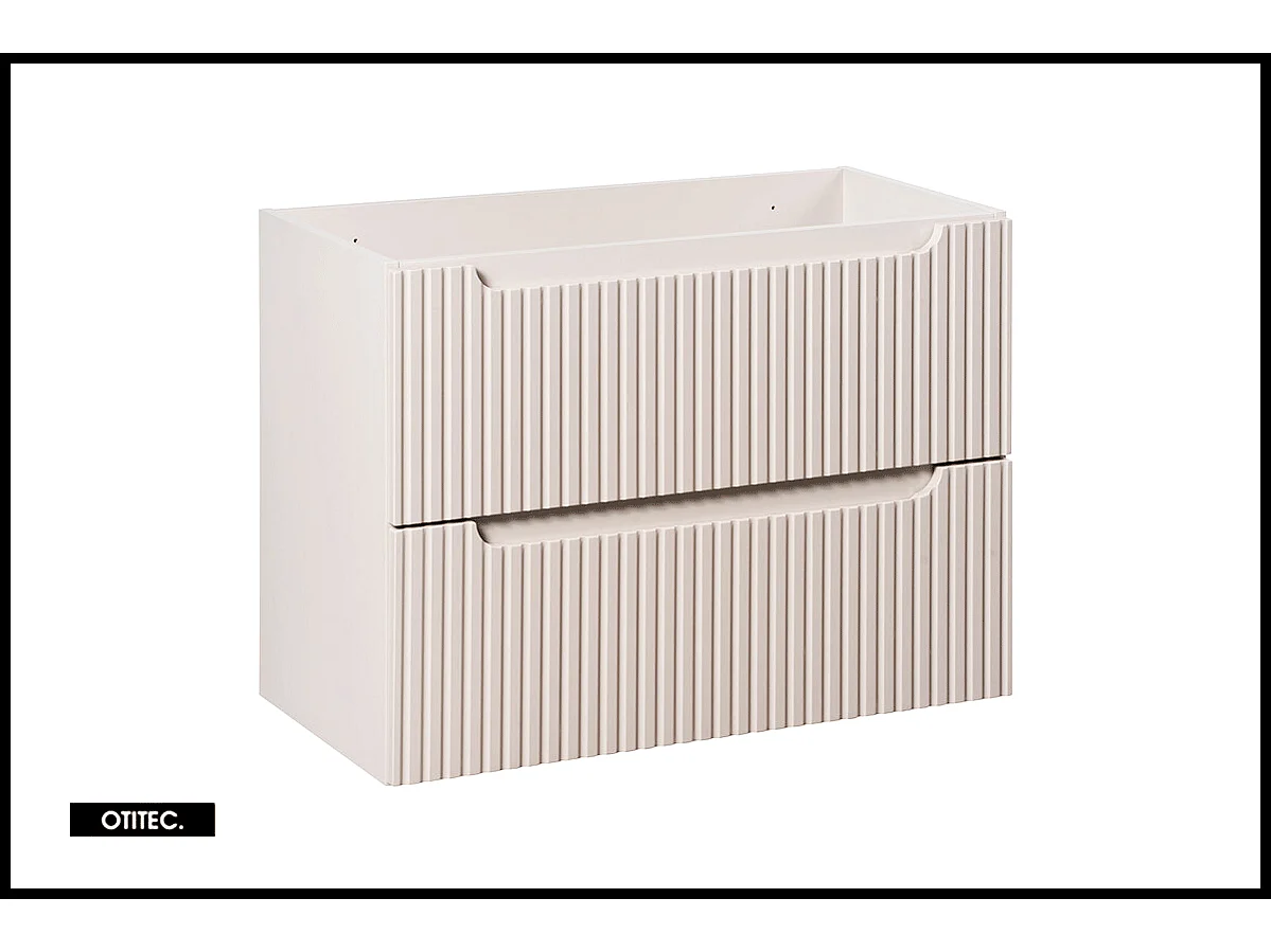 Meuble sous vasque de 80 cm - avec plan - Cachemire Mat/Blanc - 2 tiroirs - VOLTA CASHMERE