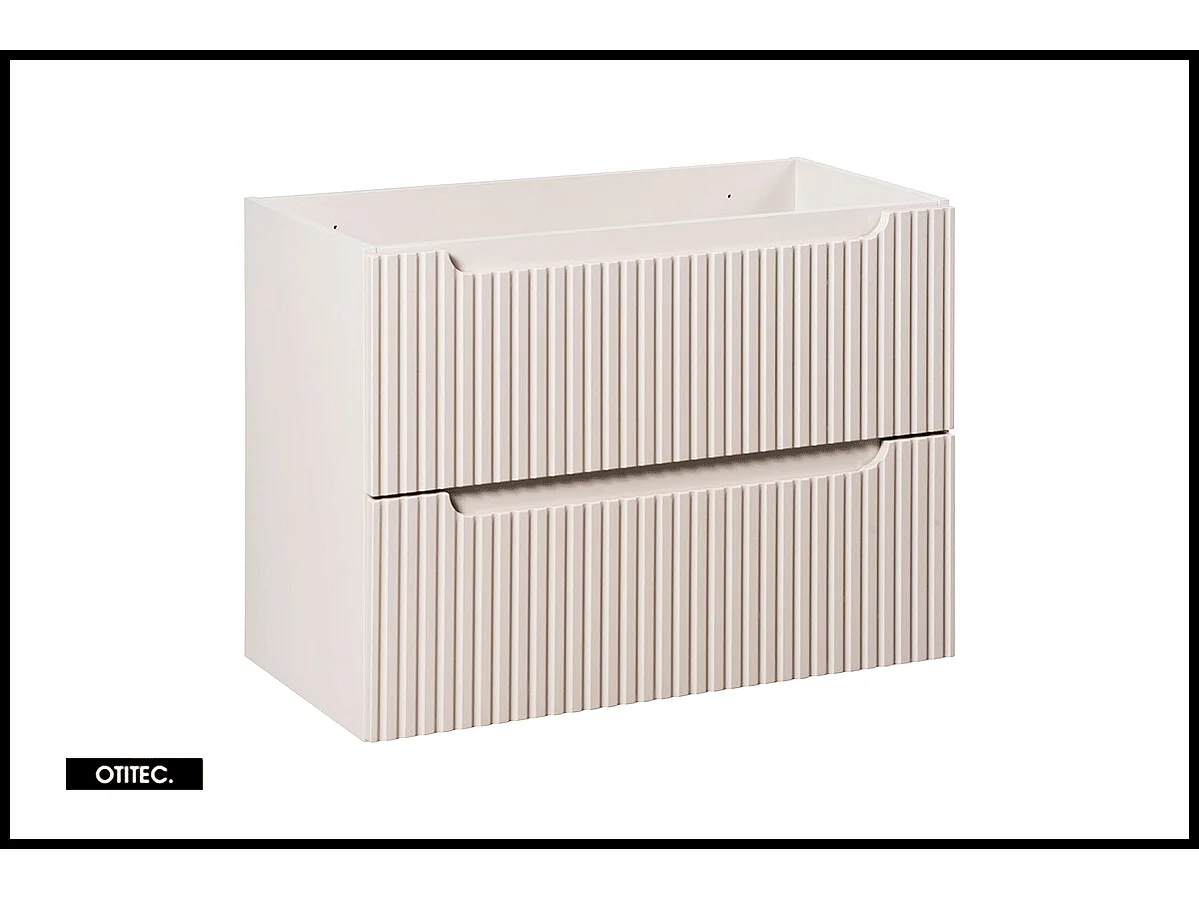 Meuble sous vasque de 80 cm - avec plan - Cachemire Mat/Blanc - 2 tiroirs - VOLTA CASHMERE