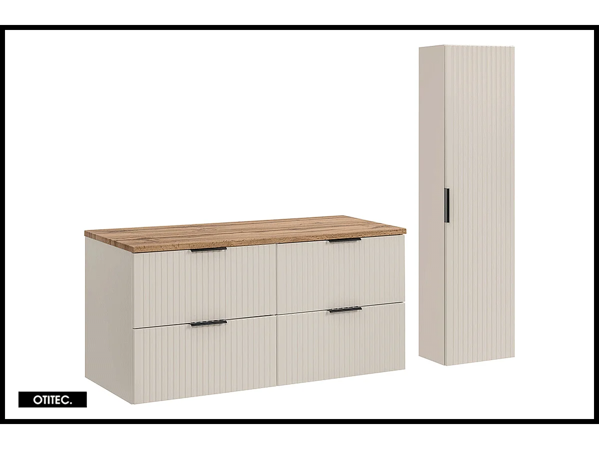 Ensemble meuble de salle de bain de 120 cm - avec plan - avec colonne - LIVA CASHMERE