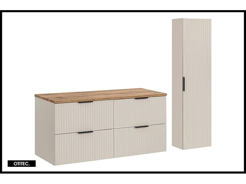 Ensemble meuble de salle de bain de 120 cm - avec plan - avec colonne - LIVA CASHMERE