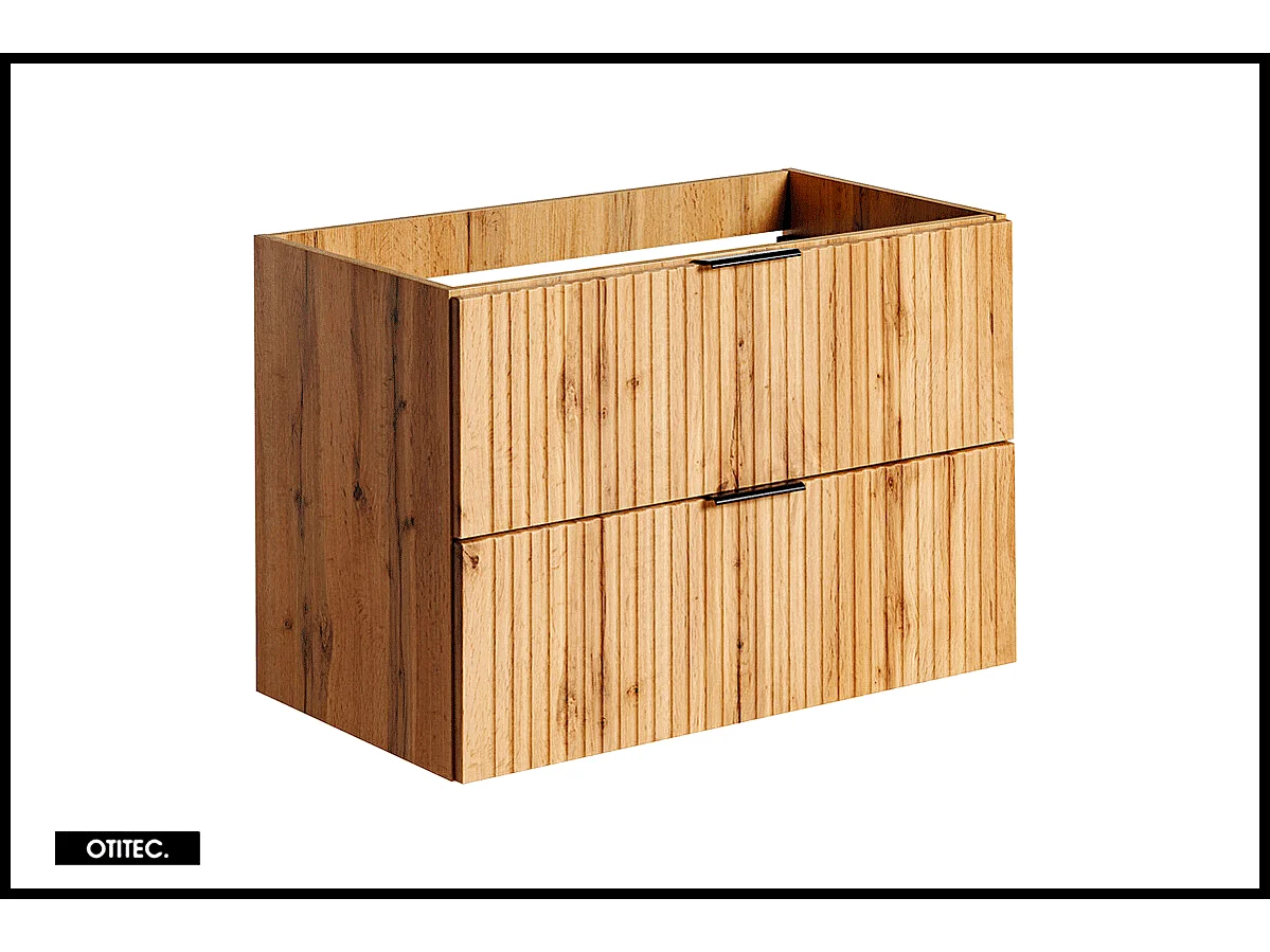 Ensemble meuble de salle de bain de 80 cm - avec plan - avec vasque - avec Miroir - LIVA OAK