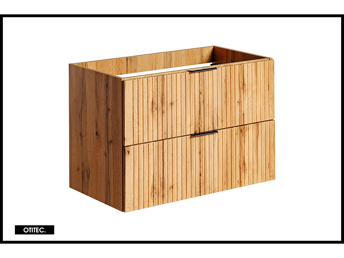 Ensemble meuble de salle de bain de 80 cm - avec plan - avec vasque - avec Miroir - LIVA OAK