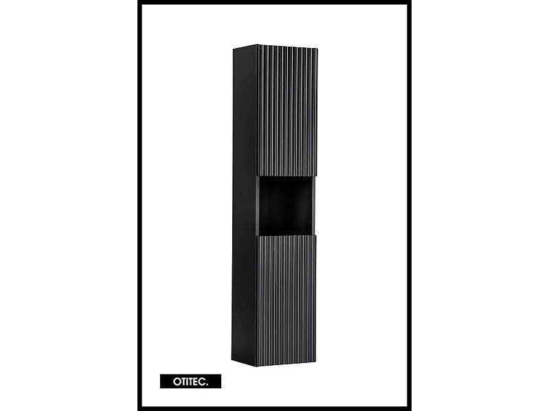 Ensemble de meuble de salle de bain - 120 cm - Noir - avec 2 vasques à poser - avec plan - avec colonne - 2 tiroirs/portes - VOLTA BLACK