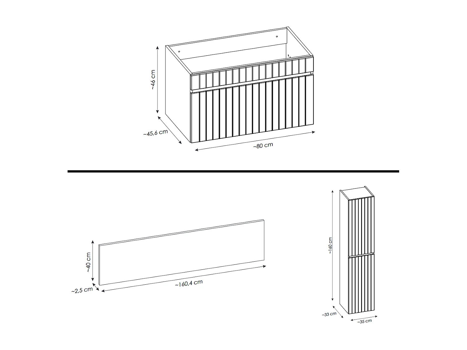 Ensemble de meuble de salle de bain - 160 cm - avec 2 vasques à poser - avec plan - avec colonne et Miroir - 2 tiroirs - MINO