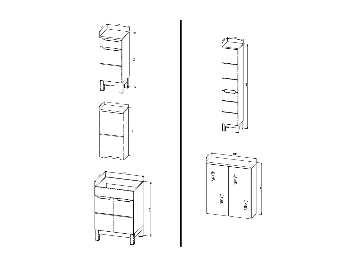 Ensemble meuble de salle de bain - 80 cm - avec vasque à encastrer - avec colonne - avec Armoire Miroir - BALI WHITE