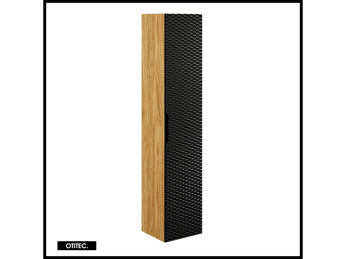 Ensemble de meubles de salle de bain - 120 cm - avec plan - avec vasque à poser - avec colonne - 2 tiroirs - SEA BLACK