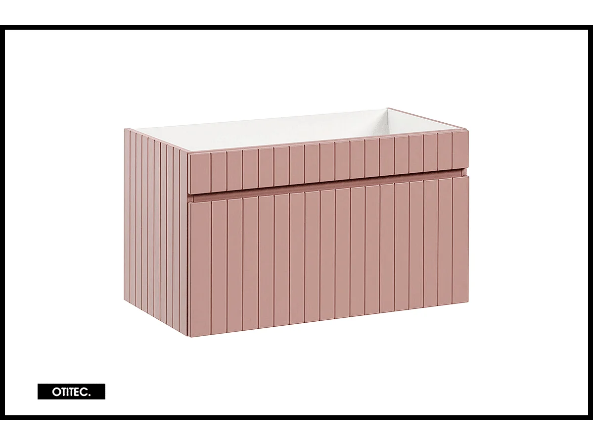 Ensemble de meuble de salle de bain - 100 cm - avec vasque à poser - avec plan - avec colonne et Miroir - 1 tiroir - MINO